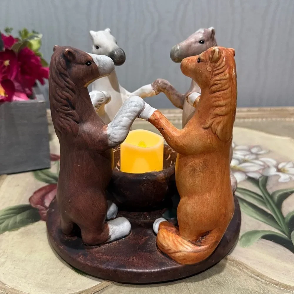 Vintage 2002 PENCO HORSES Circle of Friends Candle Holder